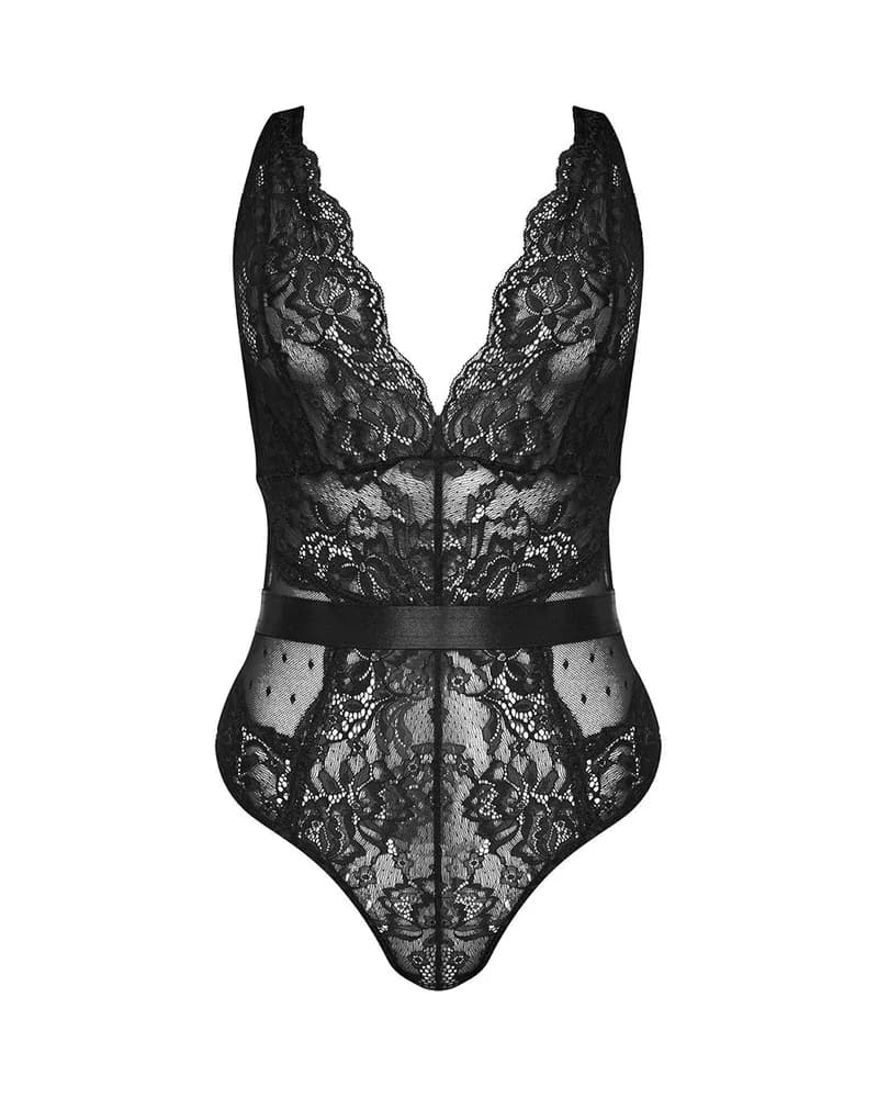 Siyah dantel detaylı body